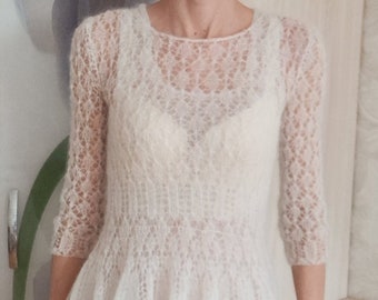 Handmade knitted openwork dress