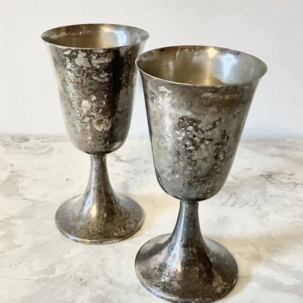 Vintage Pilgrim Silver Plate Wine Chalice Cups