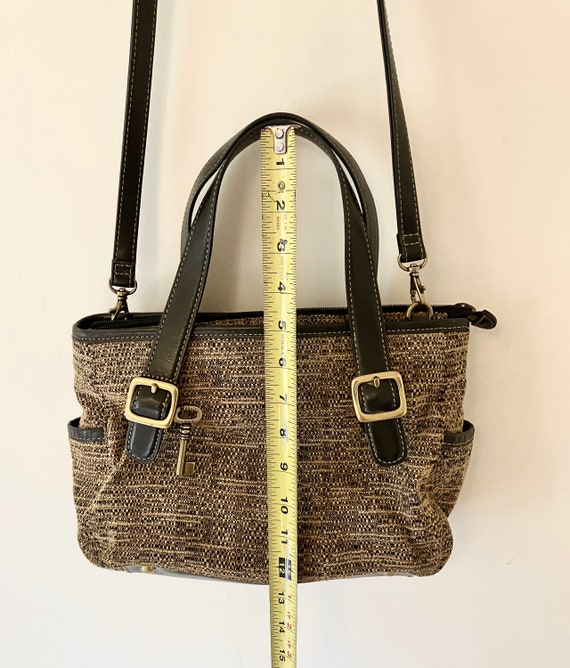 Vintage Fossil Brown Tweed Tote/Crossbody Bag - image 7