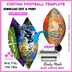Editable Football Template personalized Handmade Custom Football