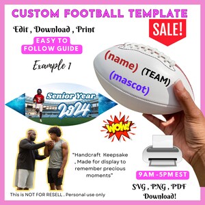 Editable Football Template personalized Handmade Custom Football
