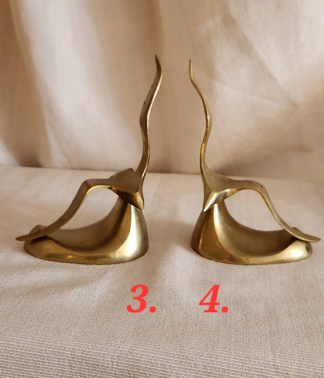 Vintage Brass Bookends, Pair of Solid Brass Flying Bird Seagull