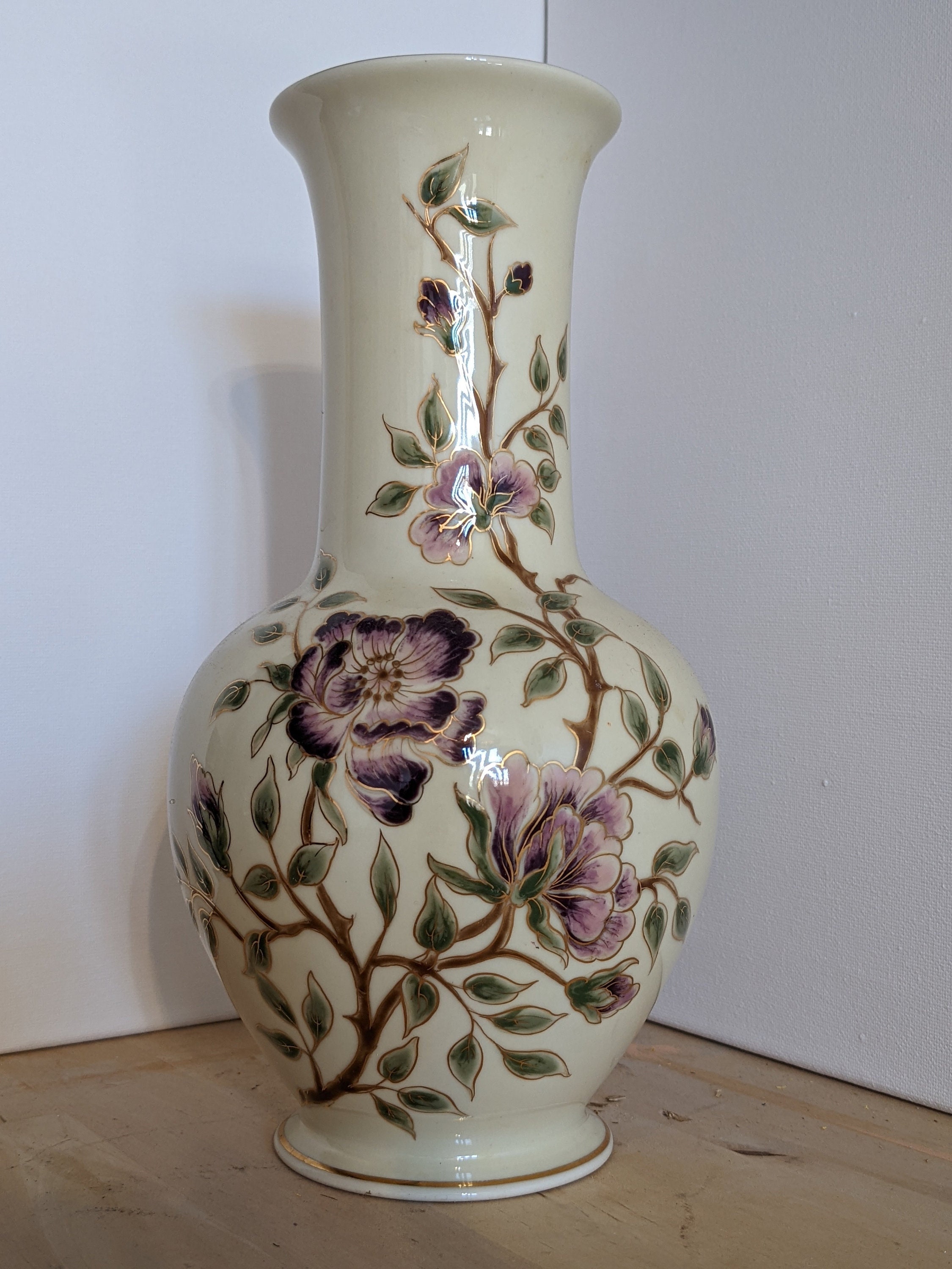 Zsolnay Porcelain Vase, Hungary Made, Hand Painted, 19th