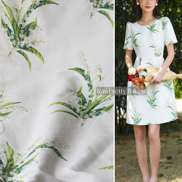 59" Wide Embossed Lily of The Valley Flower Jacquard Brocade, 3D Art Brocade, Quality Costume Bridal Drapery Crafts DIY Sewing Fabric