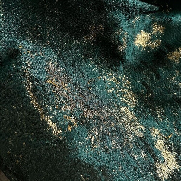 66" Wide Gold Glittery Gradient Green Jacquard Brocade, Designer Metallic Brocade, Quality Costume Drapery DIY Sewing Fabric