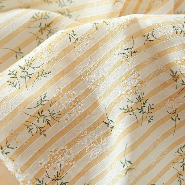 57" brede verfrissende reliëf bloemenprint honing streep polykatoen stof, kwaliteit kleding draperie ambachten DIY naaien stof