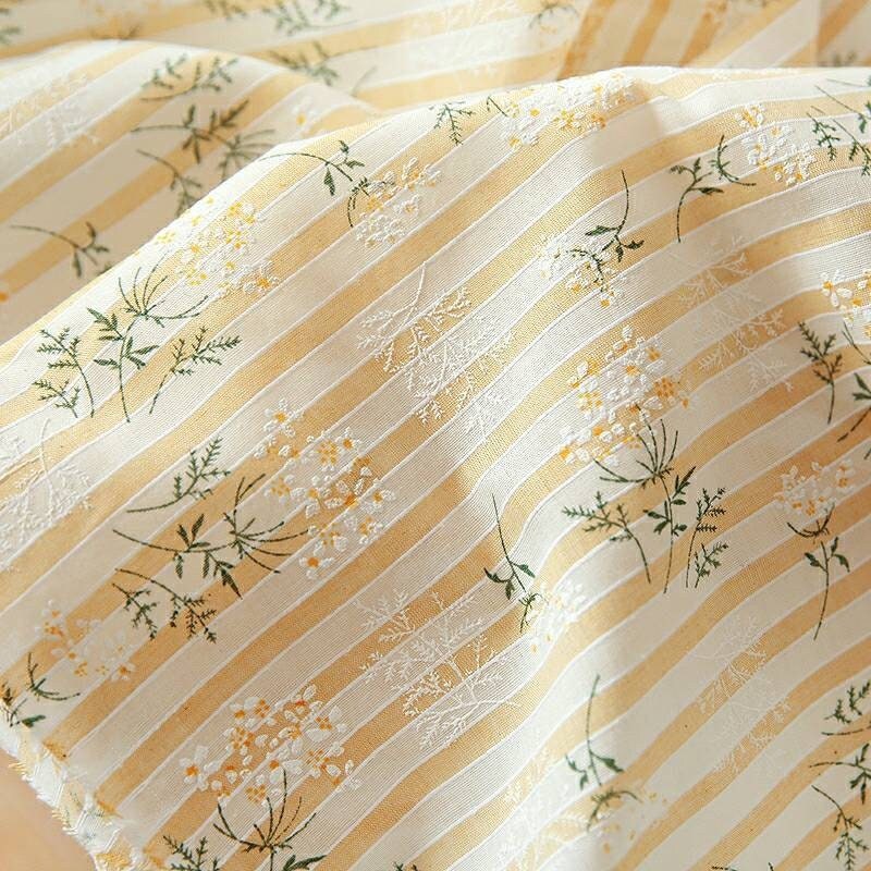 Pastel Yellow Cotton Stretch Sateen, Baby Yellow Fabric, Stretch
