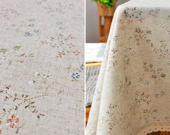 57" Wide Delicate Floral Print Linen Blend Cotton Fabric, Country Style Floral Linen, Quality Apparel Drapery Crafts DIY Sewing Fabric