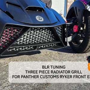 Three piece radiator protective grill for panther customs ryker front end
