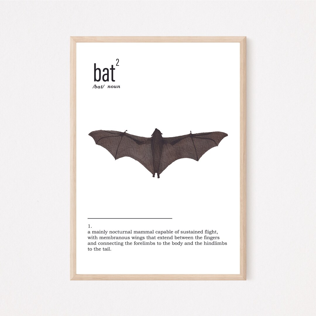 Bat Definition Printable Wall Art Watercolor Bat Halloween Etsy