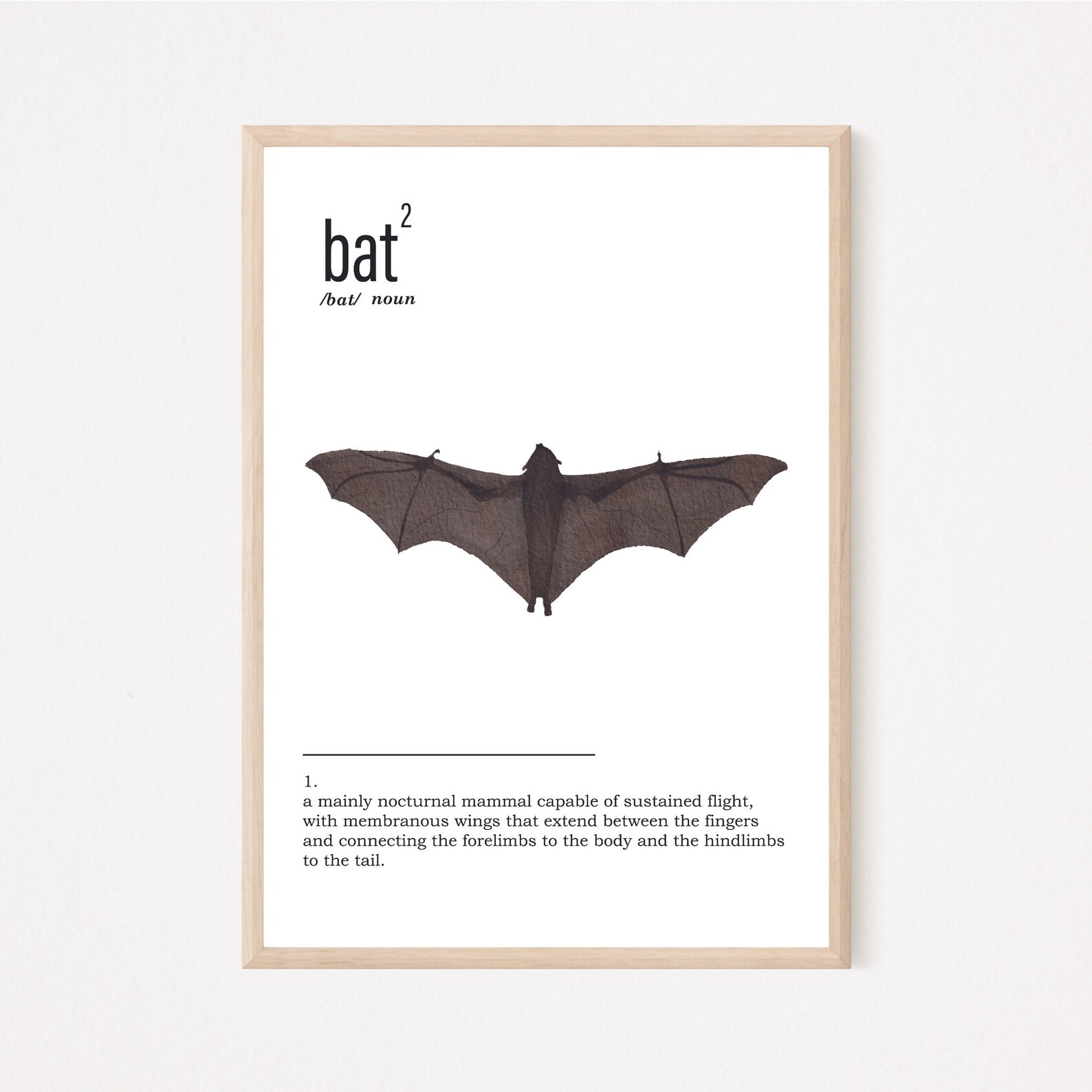 Bat Definition Printable Wall Art Watercolor Bat Halloween Etsy