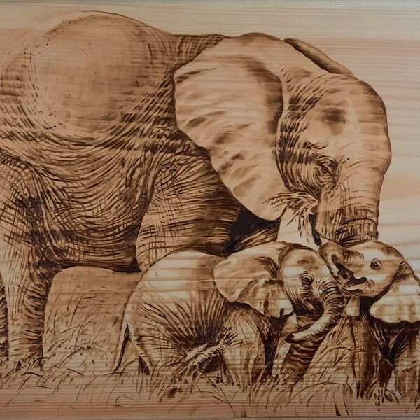 Elephant Cheeseboard - Pyrography Art