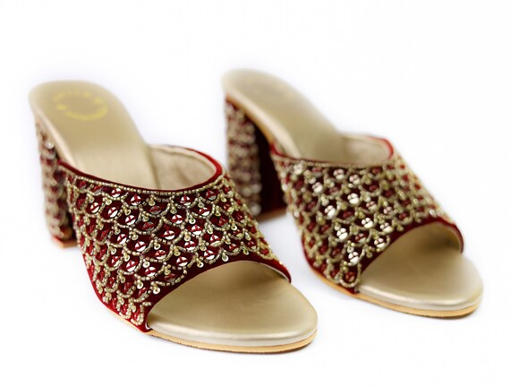 Bridal shoes golden color cheap