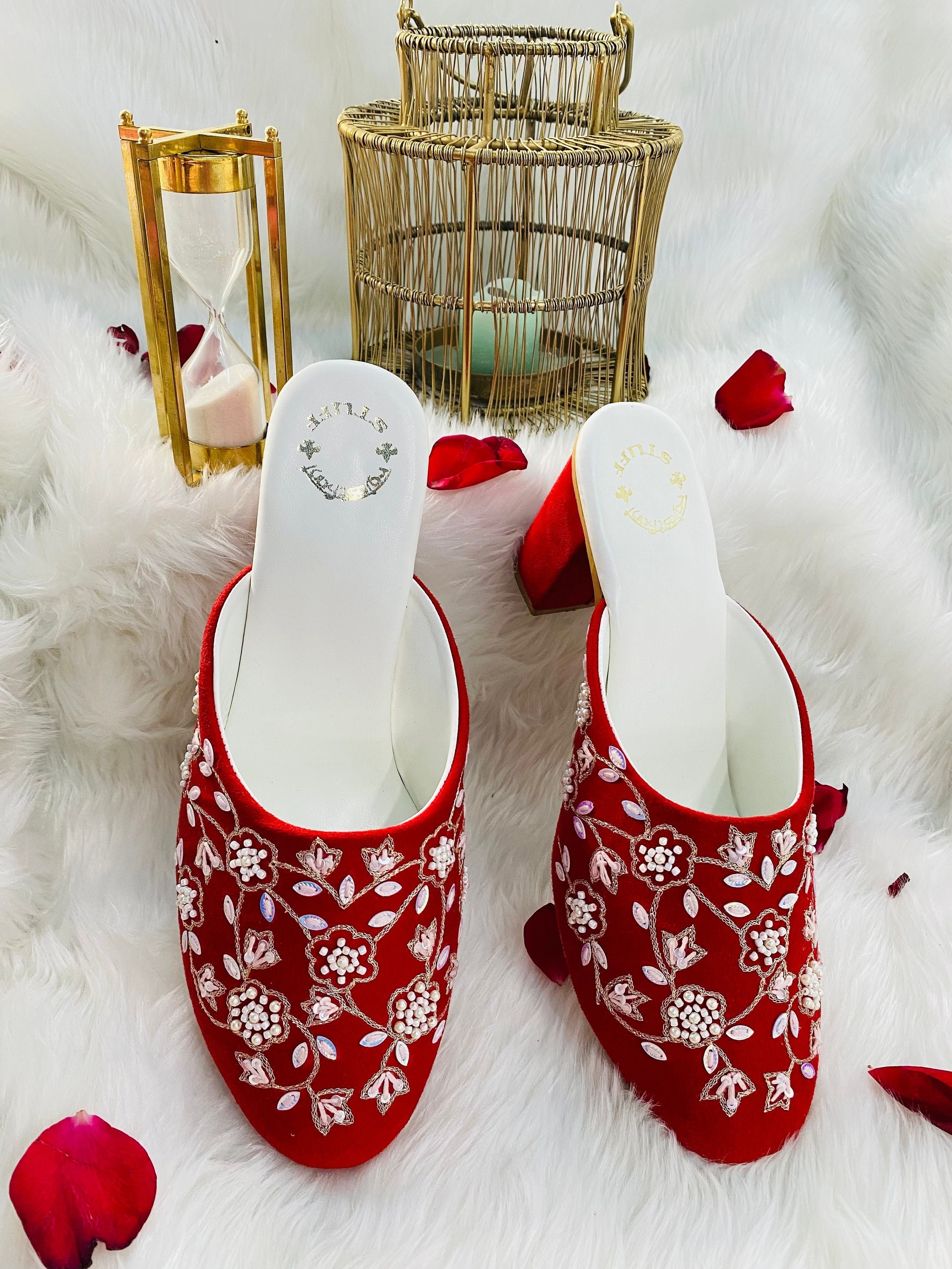 Ladies red mule slippers new arrivals