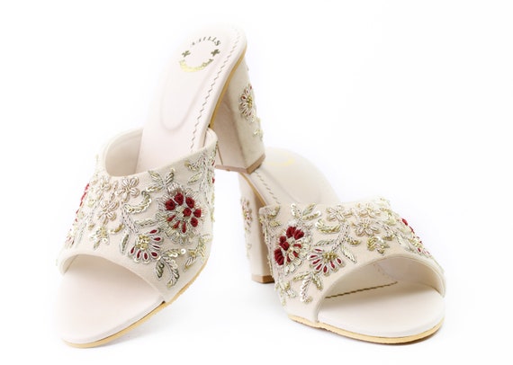 White Heels, Bridal Heels, Custom Wedding Shoes, Wedding Shoes, Bridal  Shoes, Heels, White Shoes, Indian Ethnic Footwear,handmade White Shoe - Etsy
