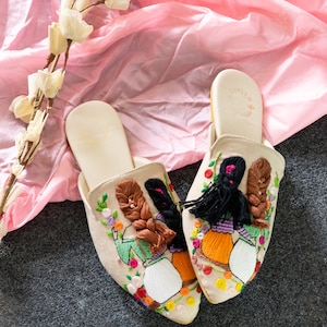 Mules |  Thread Work Mule | Friends Muless | PItch Color Mules | Engagement Mules | Handmade Mules | Handmade Clogs | Embroidered Mules