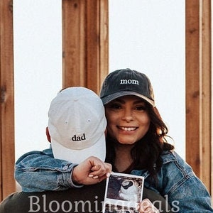 Mom and Dad Hats, Pregnancy Announcement Hat, Gender Reveal Hats, Pigment Dyed Baseball Caps, Unisex Hats, Classic Dad Cap