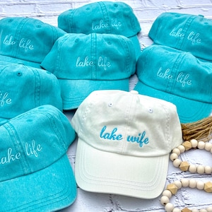 Embroidered Lake Life Hat, Distressed Bachelorette Party Cap,Unstructured-Low Profile, Classic Dad Hat 100 % Cotton Vintage Style Party Hats Bild 17