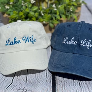 Embroidered Lake Life Hat, Distressed Bachelorette Party Cap,Unstructured-Low Profile, Classic Dad Hat 100 % Cotton Vintage Style Party Hats Bild 14