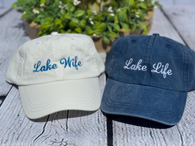 Embroidered Lake Life Hat, Distressed Bachelorette Party Cap,Unstructured-Low Profile, Classic Dad Hat 100 % Cotton Vintage Style Party Hats Bild 14