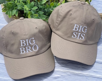Big Brother Hat, Big Sister Baseball Cap, Pregnancy Announcement Ball Cap Low Profile, Youth Hats