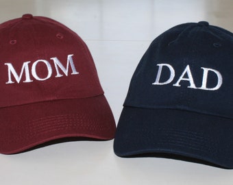 Mom & Dad Hats, Pregnancy Announcement, Baseball Cap, Low Profile, Unstructured Baseball Cap, Baby Announcement, Mom And Dad To Be