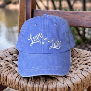 Embroidered Lake Life Hat, Distressed Bachelorette Party Cap,Unstructured-Low Profile, Classic Dad Hat 100 % Cotton Vintage Style Party Hats Love on the Lake