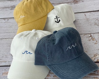 Anchor Baseball Caps, Beach Hat, Custom Ball Caps, Bachelor-Bachelorette Party Hats, Lake Hats, Custom Embroidery