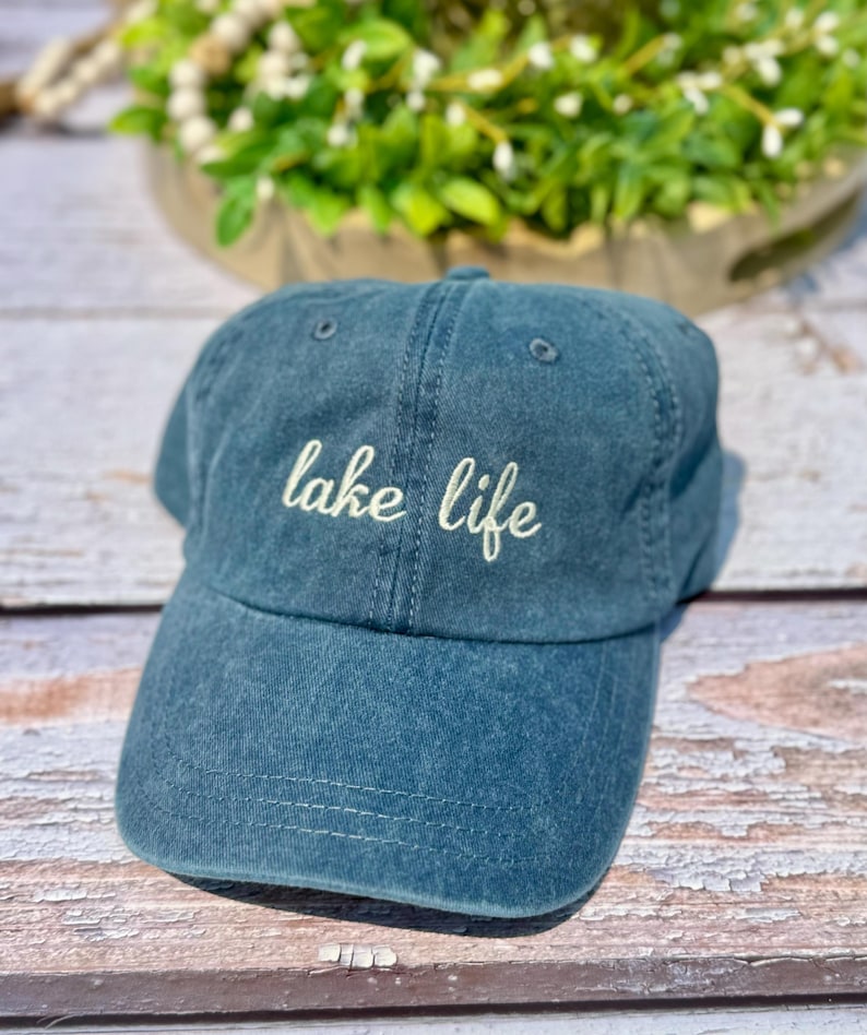 Embroidered Lake Life Hat, Distressed Bachelorette Party Cap,Unstructured-Low Profile, Classic Dad Hat 100 % Cotton Vintage Style Party Hats Bild 19
