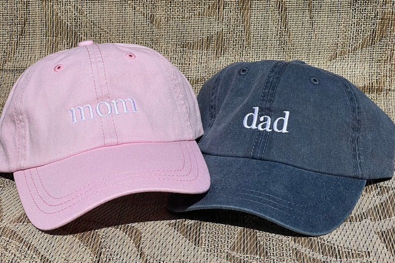 Mom and Dad Baseball Caps, Pregnancy Announcement Hats, Set of 2 Pigment dyed Vintage Style Caps, Classic Dad Cap image 8