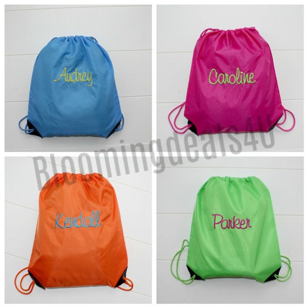 Personalized Bag, School Bag, Sports Bag, Gym Bag, Embroidered Cinch Sack, Backpack, Monogrammed Drawstring Bag, Laundry Bag, Nylon Bag