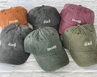 Gorra de mamá, gorra de béisbol de papá, gorra para anunciar el embarazo, gorras de estilo vintage teñidas con pigmentos, gorra clásica de papá