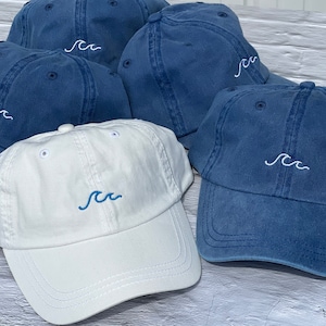 Beach Wave Hat, Embroidered Baseball Cap, Bachelorette Party Hats, Blue Hat, Beach Hat,