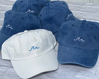 Beach Wave Hat, Embroidered Baseball Cap, Bachelorette Party Hats, Blue Hat, Beach Hat,