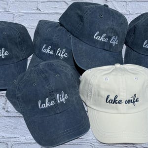 Embroidered Lake Life Hat, Distressed Bachelorette Party Cap,Unstructured-Low Profile, Classic Dad Hat 100 % Cotton Vintage Style Party Hats Bild 15