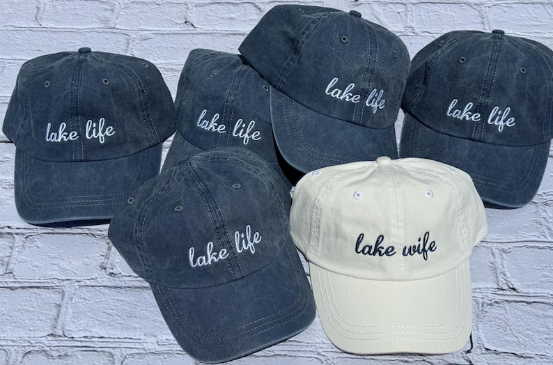 Embroidered Lake Life Hat, Distressed Bachelorette Party Cap,Unstructured-Low Profile, Classic Dad Hat 100 % Cotton Vintage Style Party Hats Bild 15