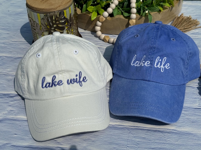 Embroidered Lake Life Hat, Distressed Bachelorette Party Cap,Unstructured-Low Profile, Classic Dad Hat 100 % Cotton Vintage Style Party Hats Bild 16