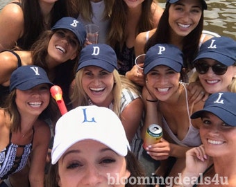 Personalized Baseball Caps, Custom Embroidery Initial Monogram Caps by the Dozen, Bachelorette Party Hats, Birthday Hats