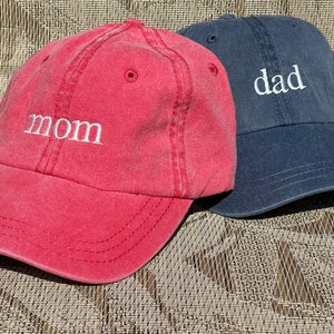 Mom and Dad Baseball Caps, Pregnancy Announcement Hats, Set of 2 Pigment dyed Vintage Style Caps, Classic Dad Cap image 6