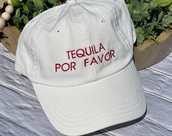 Custom Text, Baseball Cap, Tequila Hat, Unisex Hats, Embroidered Hat, Pigment Dyed  Caps, Classic Dad Cap