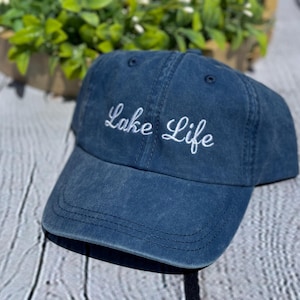 Embroidered Lake Life Hat, Distressed Bachelorette Party Cap,Unstructured-Low Profile, Classic Dad Hat 100 % Cotton Vintage Style Party Hats Bild 13