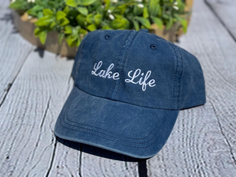 Embroidered Lake Life Hat, Distressed Bachelorette Party Cap,Unstructured-Low Profile, Classic Dad Hat 100 % Cotton Vintage Style Party Hats Bild 13