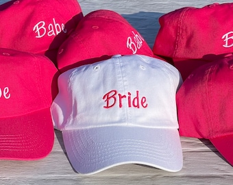 Bride - Babe Bachelorette Hats, Pink Baseball Cap, Custom Embroidery Hats, Classic Dad Hat