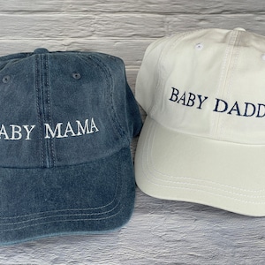 Baby Mama Baby Daddy Hat Set, Pregnancy Announcement Hat, Gender Reveal Hats, Unisex Hats