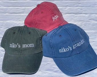 Custom Text Embroidered Hat, Mom Hat, In My Mom Era Hat, Pregnancy Announcement Hat, Pigment Dyed  Caps, Classic Dad Cap