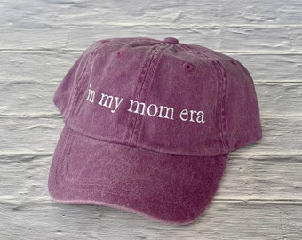 Gorra "En mi época de mamá", Gorra personalizada para mamá, Gorra con texto bordado personalizado, Gorra para anunciar el embarazo, Gorras teñidas con pigmentos, Gorra clásica de papá