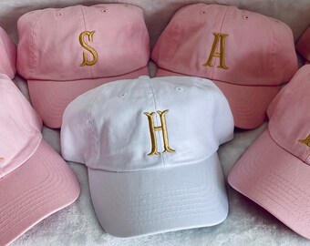 Bachelorette Party, Personalized Baseball Caps, Custom Embroidery, Initial Monogram Caps, Unisex Unstructured Low Profile Cap