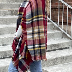 Pocket Ruana, Bohemian Winter Wrap, Plaid Tartan Blanket Scarf ...