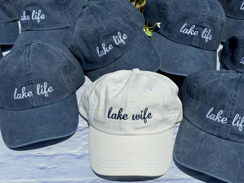 Embroidered Lake Life Hat, Distressed Bachelorette Party Cap,Unstructured-Low Profile, Classic Dad Hat 100 % Cotton Vintage Style Party Hats Bild 18