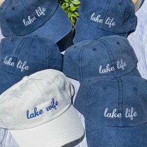 Embroidered Lake Life Hat, Distressed Bachelorette Party Cap,Unstructured-Low Profile, Classic Dad Hat 100 % Cotton Vintage Style Party Hats